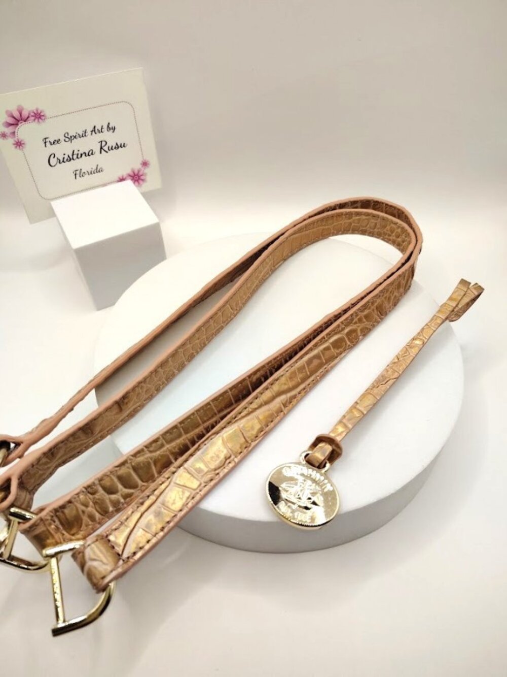 Brahmin replacement straps, hang fob tag NEW Rose Gold Color